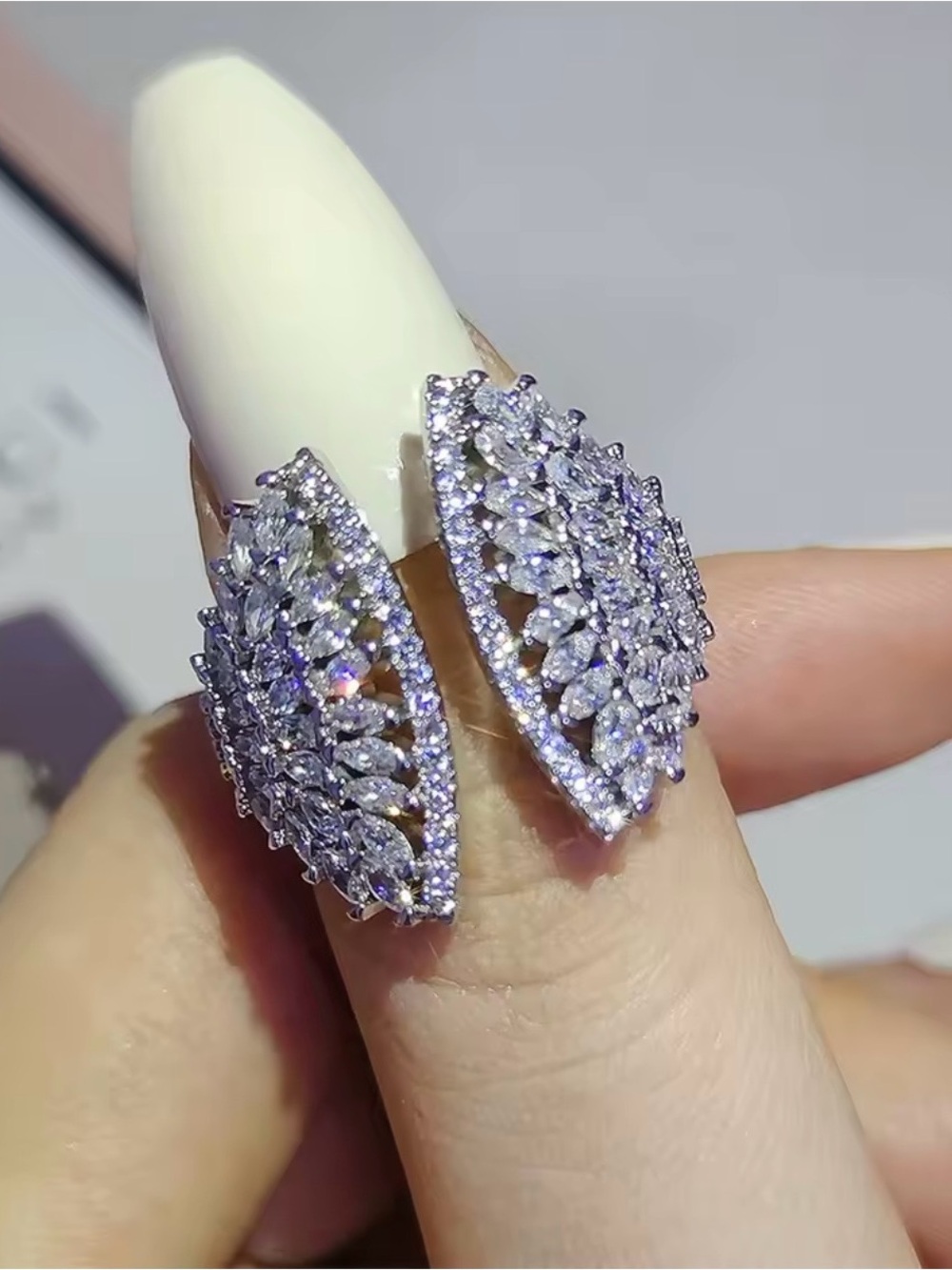 Elegant Crystal Marquise Cluster Earrings in Silver